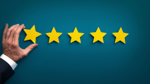 Customer review dashboard showing positive ratings and feedback management